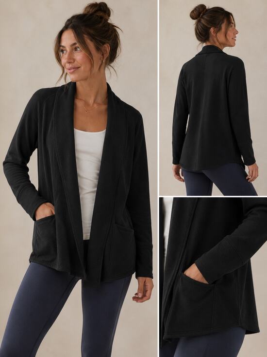PrAna Sweaters - PrAna | Black Textured Open Front Rolled Collar Size XS Casual Loungewear